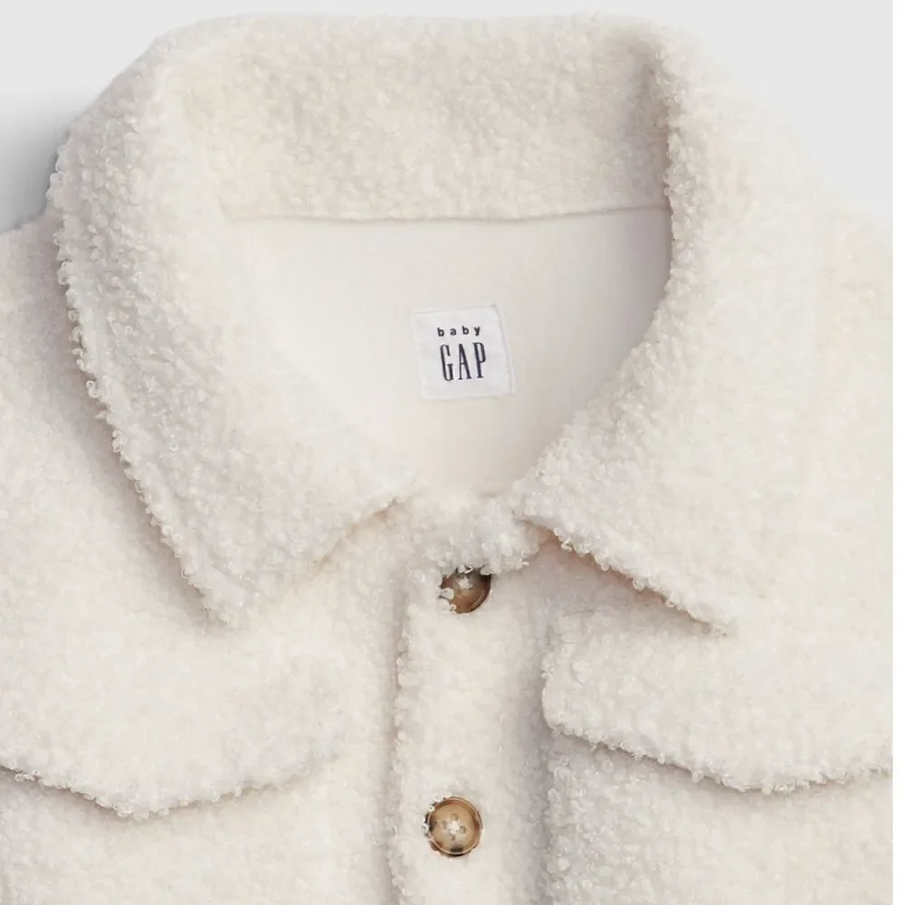NEW - Gap Toddler Girls - 3 yrs, 4 yrs - Sherpa Shirt Jacket Ivory Frost Beige‎
